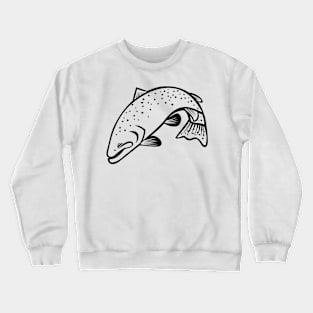 Steelhead Columbia River Redband Trout or Coastal Rainbow Trout Jumping Cartoon Black and White Crewneck Sweatshirt